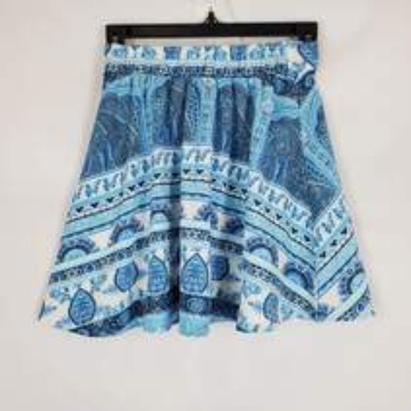 NWT SHOW ME YOUR MUMU Blue Boho Paisley Mini Skirt - XS - Picture 2 of 7